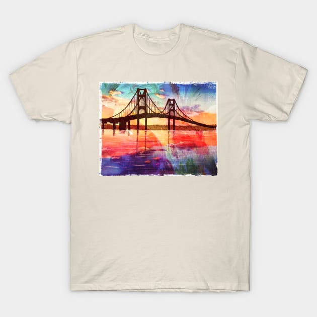 Mackinac Bridge Color Splash T-Shirt by SistersInArtN